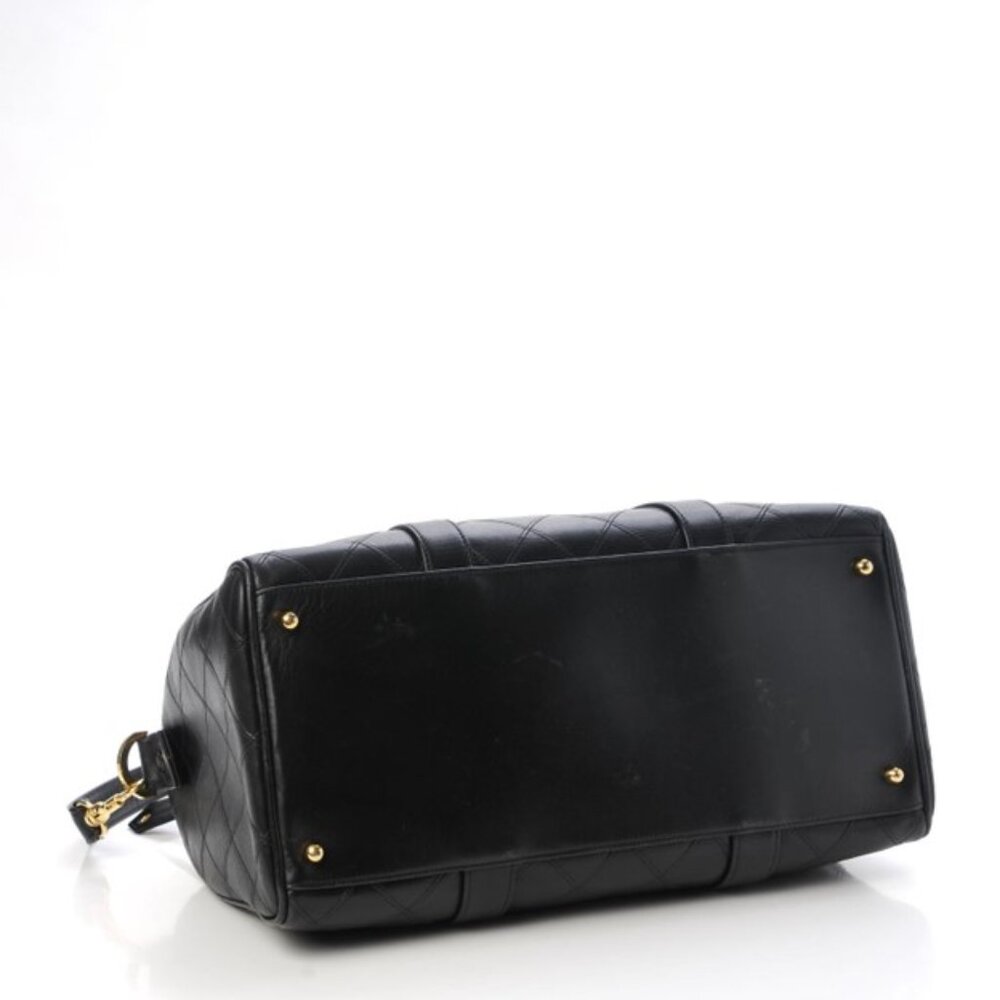 CHANEL Bicolor Coco Mark Handbag Boston Bag Leather Black - Picture 6 of 10